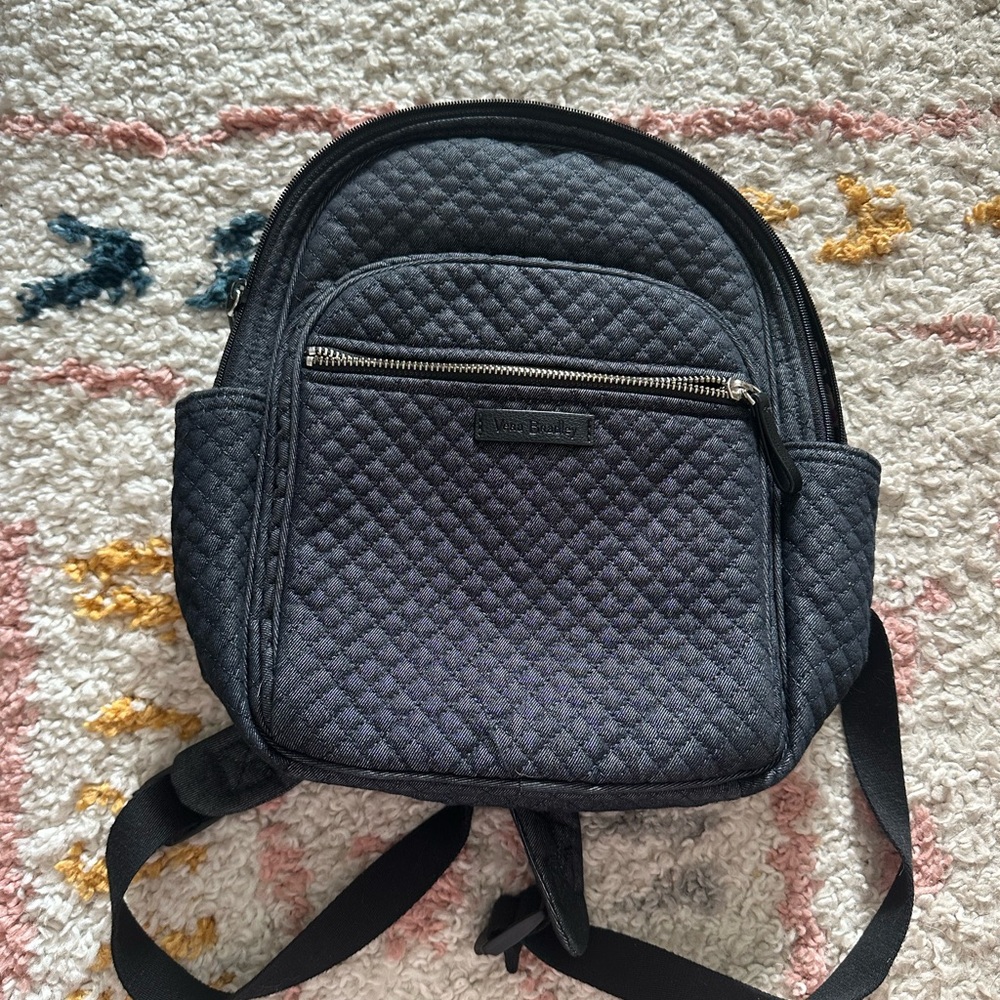 Vera Bradley Quilted Small Backpack in Dark Gray